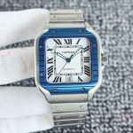 Swiss Replica Cartier Santos Large Model Blue PVD Watch with Smartlink Strap 2824 Movement